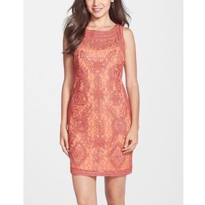 NEW! JS Collections Soutache & Lace Sheath Dress Melon [SZ 4 ]‎